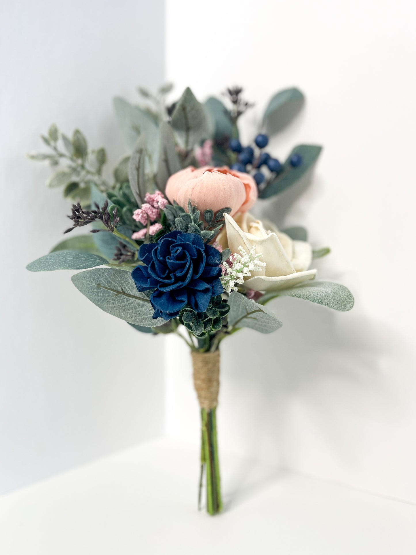 Blush and Navy Premium Trio Bouquet