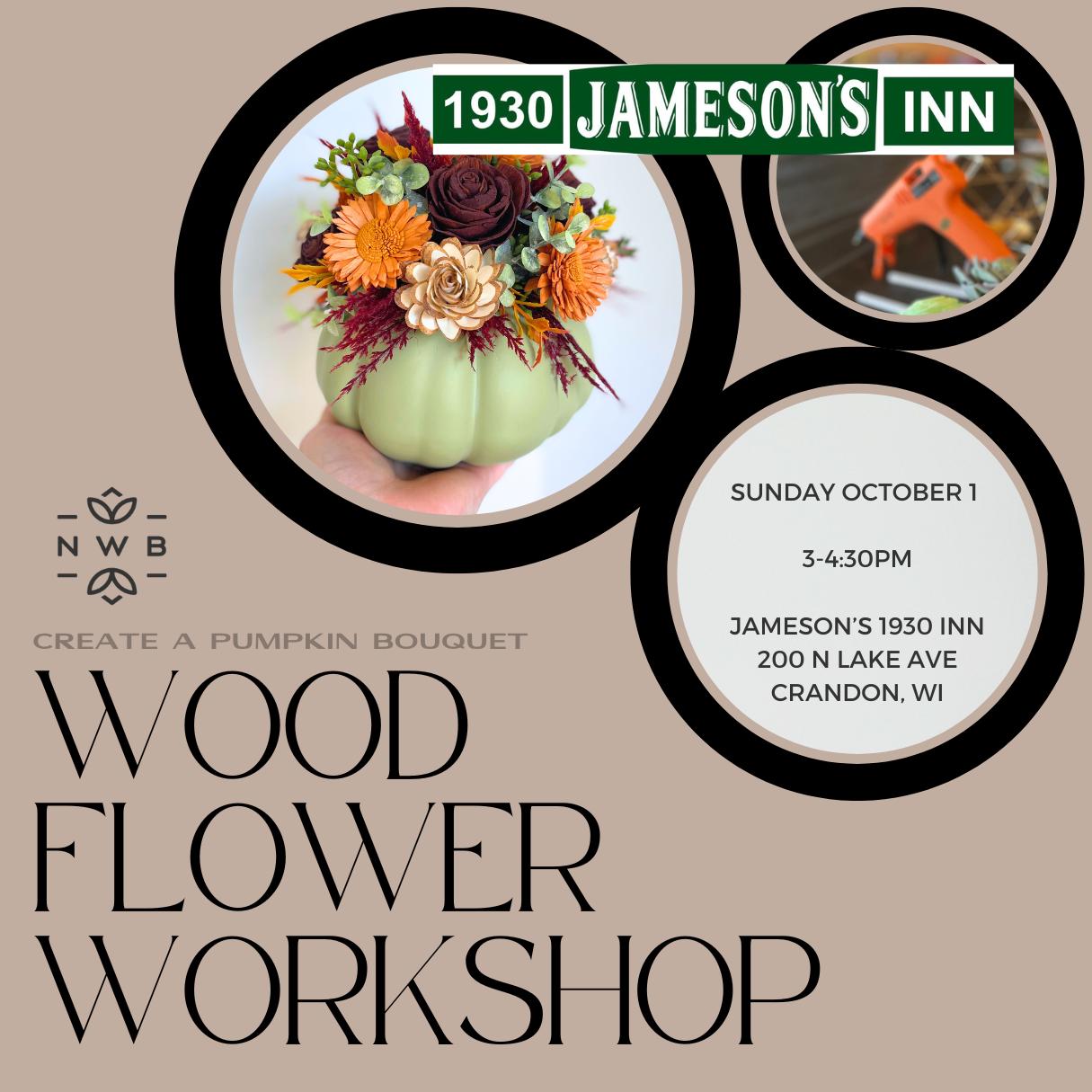 Pumpkin Bouquet Class Ticket - CRANDON, WI (Jameson's 1930 Inn)