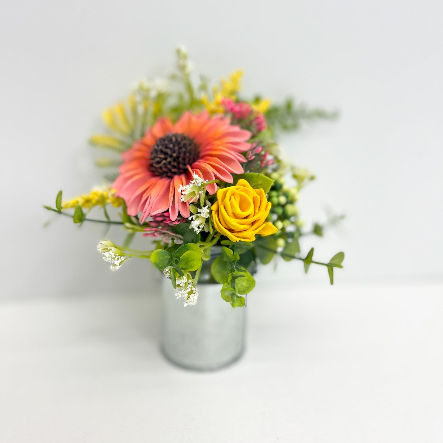 Mini Milk Can Bouquet - Thistle flower and Rose