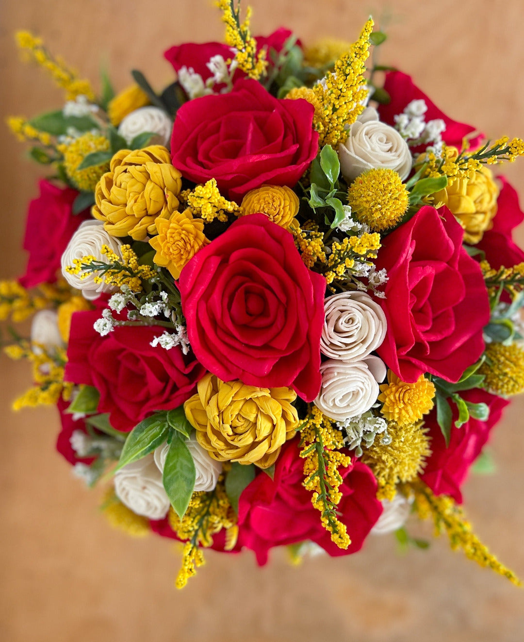 Red Roses Bouquet in “Live” planter