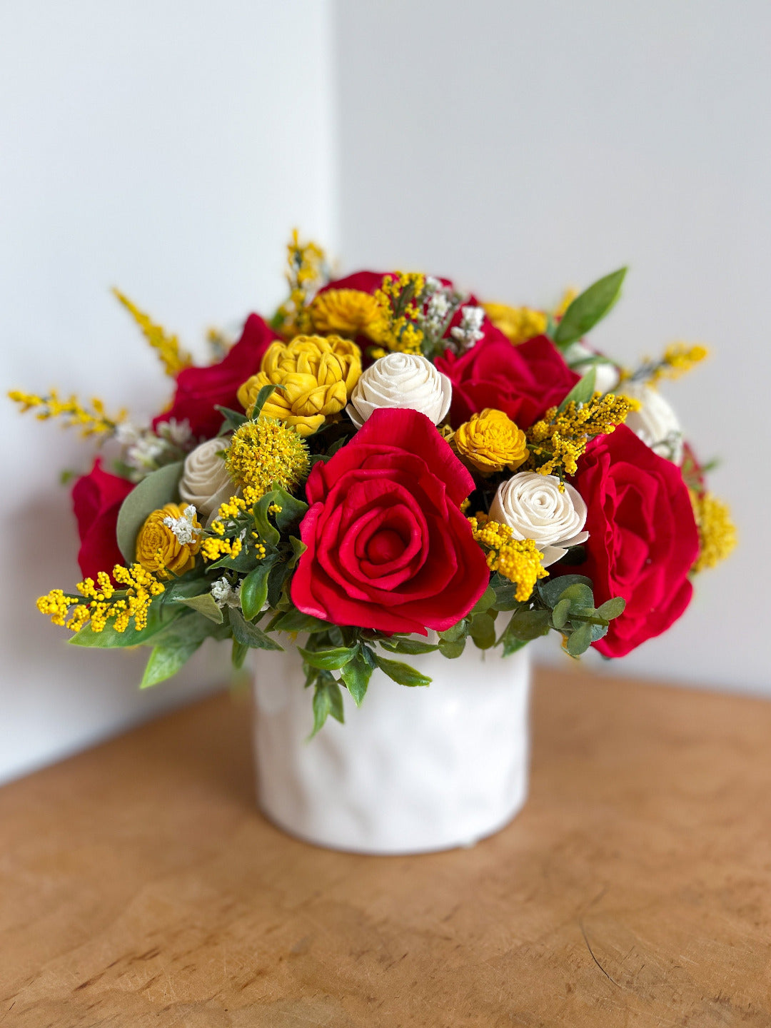 Red Roses Bouquet in “Live” planter