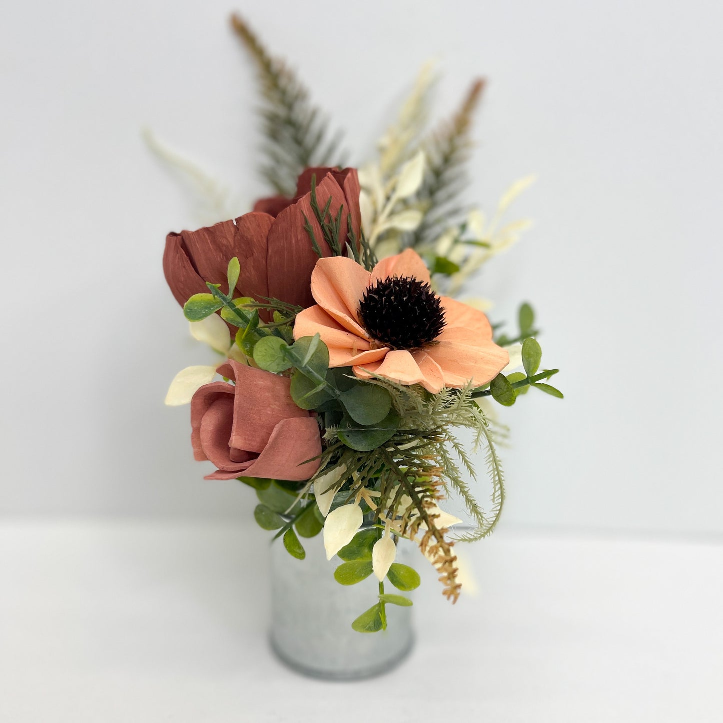 Mini Milk Can Bouquet - Marsala, Rose & Peach