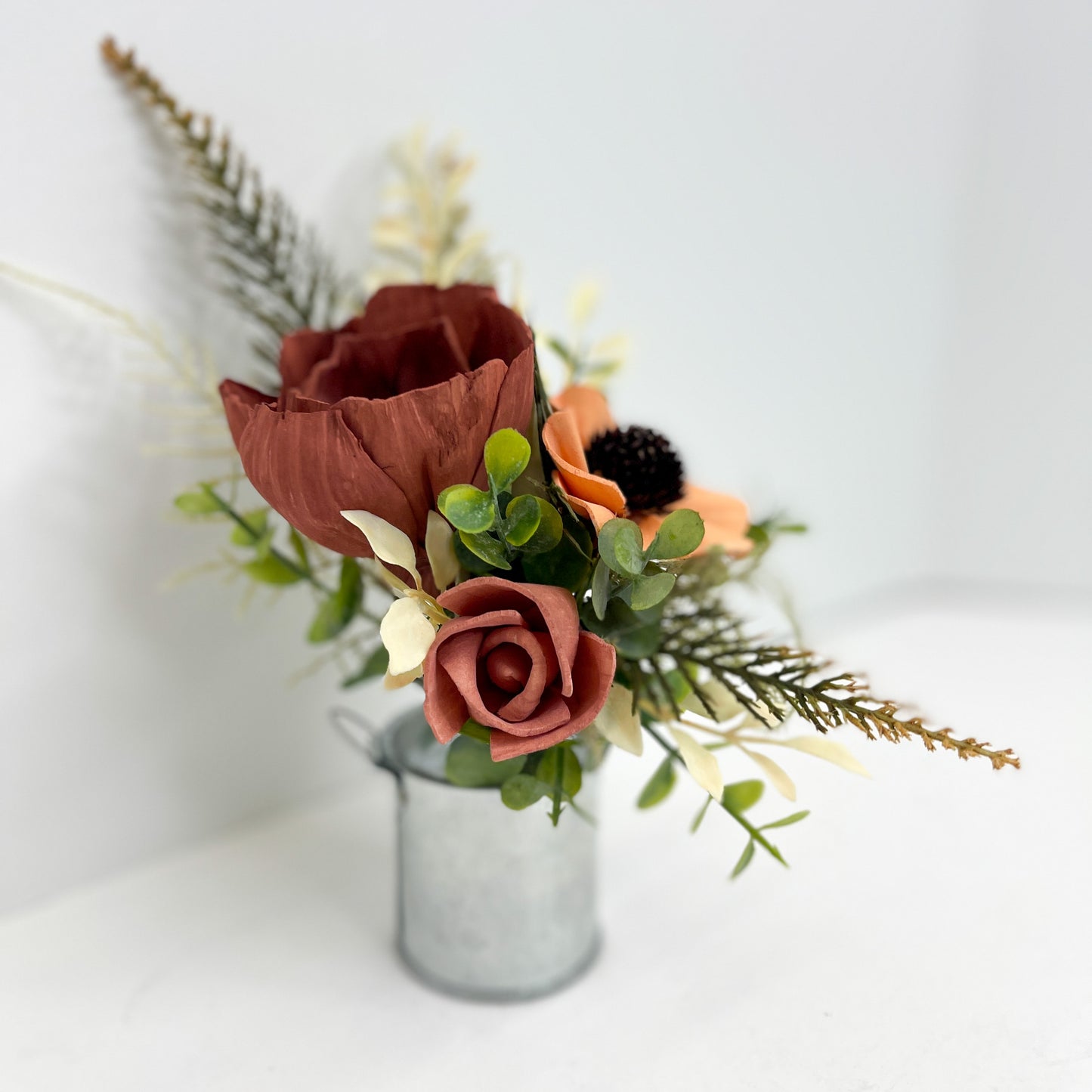 Mini Milk Can Bouquet - Marsala, Rose & Peach