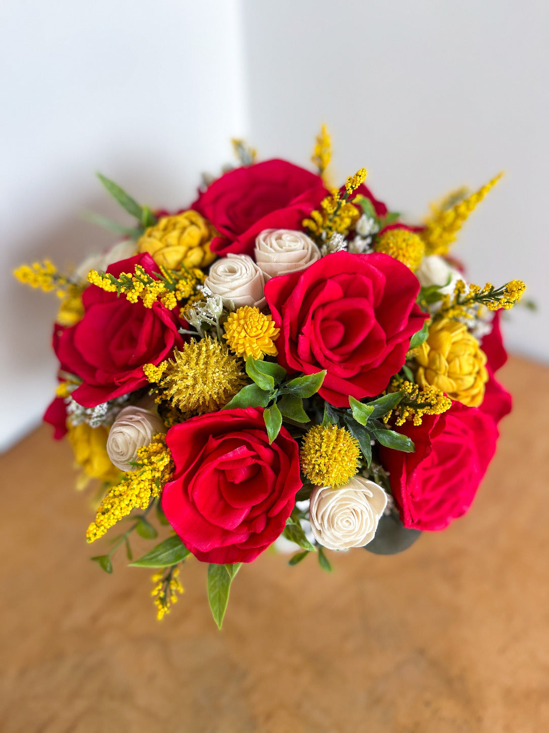 Red Roses Bouquet in “Live” planter