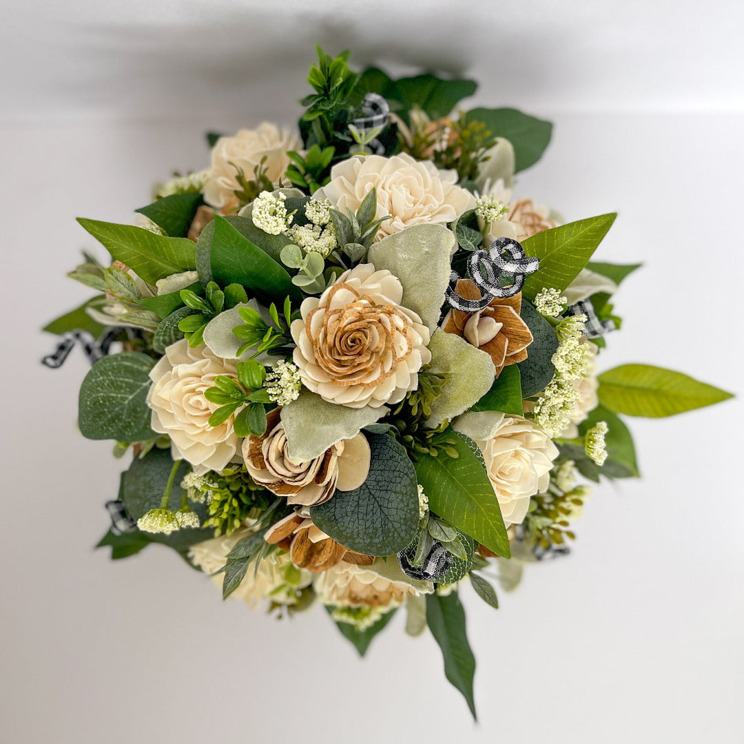 XL Buffalo Plaid Mug Bouquet - Natural Ivory