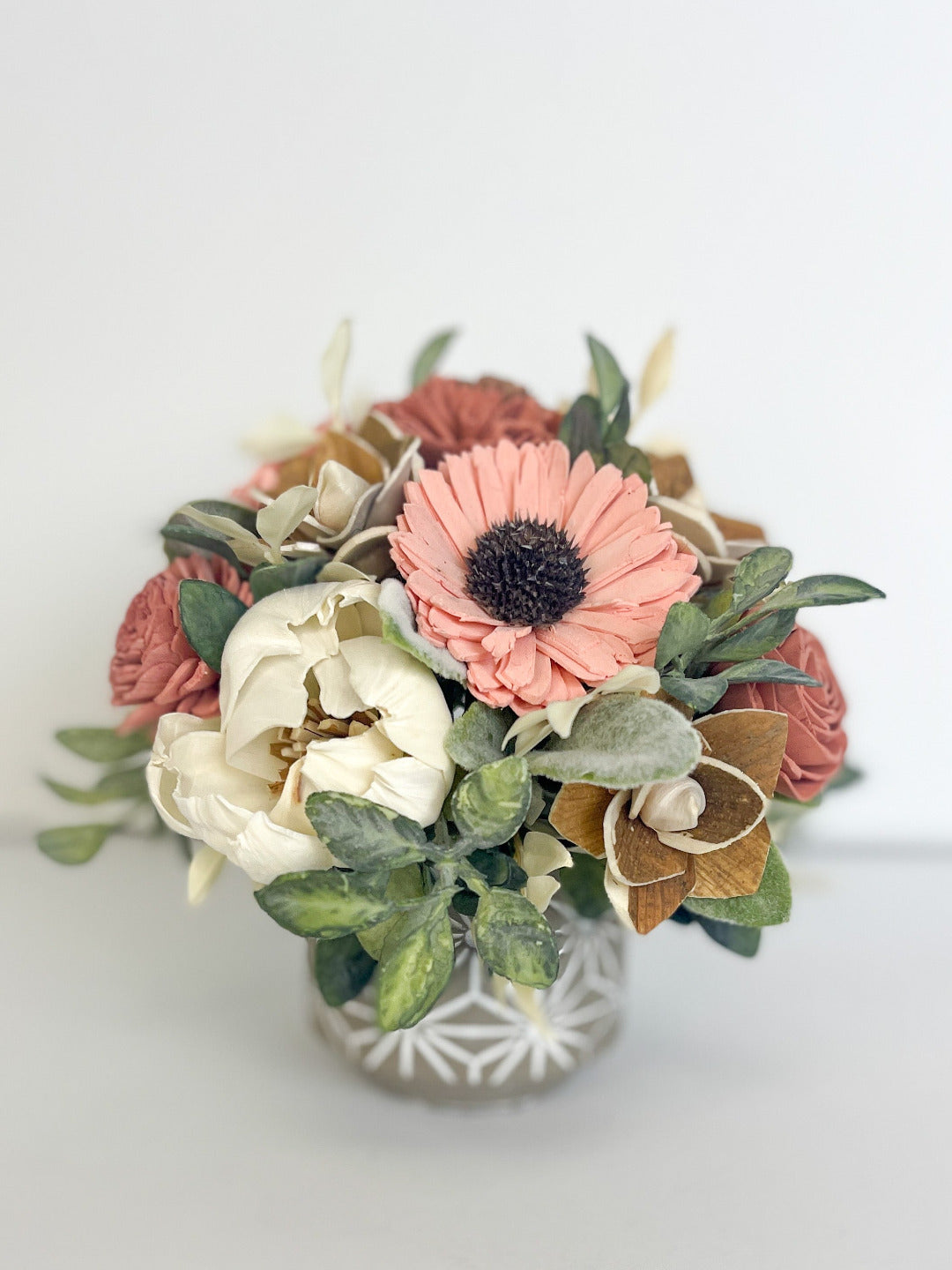 Marsala & Pink Geometric Planter Bouquet