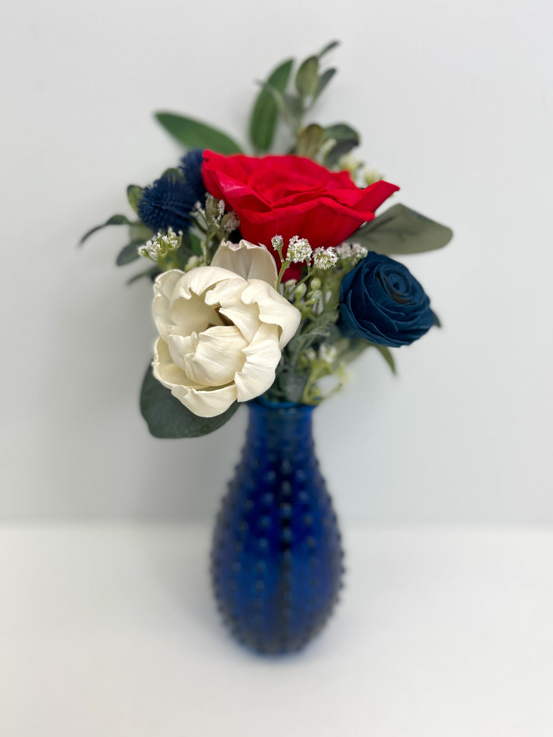 RWB Trio Bouquet in Navy Bud Vase