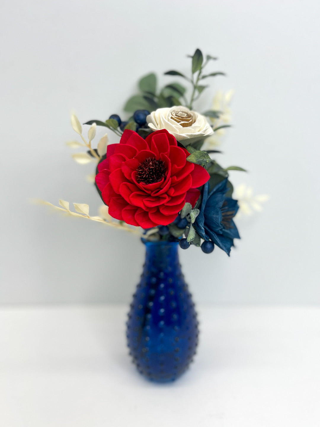 RWB Trio Bouquet in Navy Bud Vase