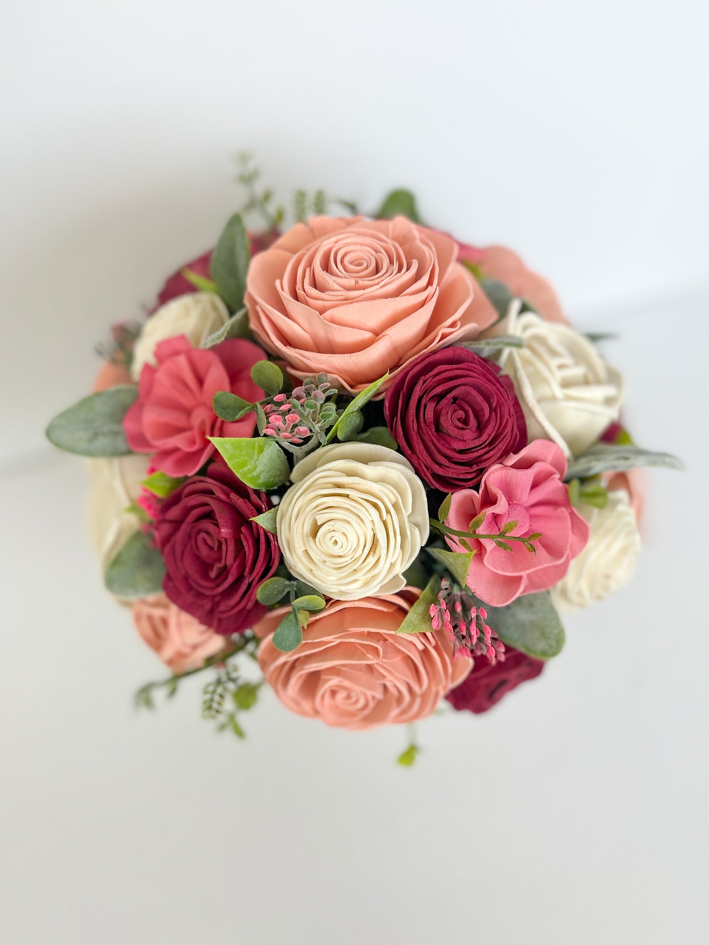 Pink Paradise Wood Flower Arrangement in Pint Mason Jar