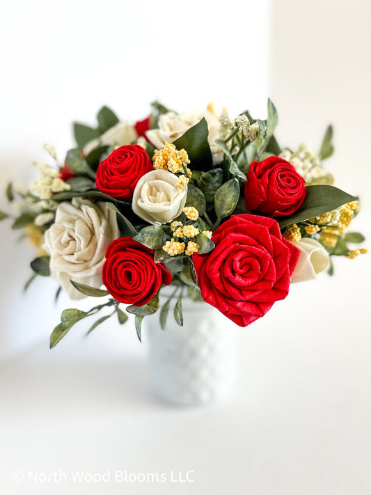 Sunlit Roses Mason Jar Bouquet