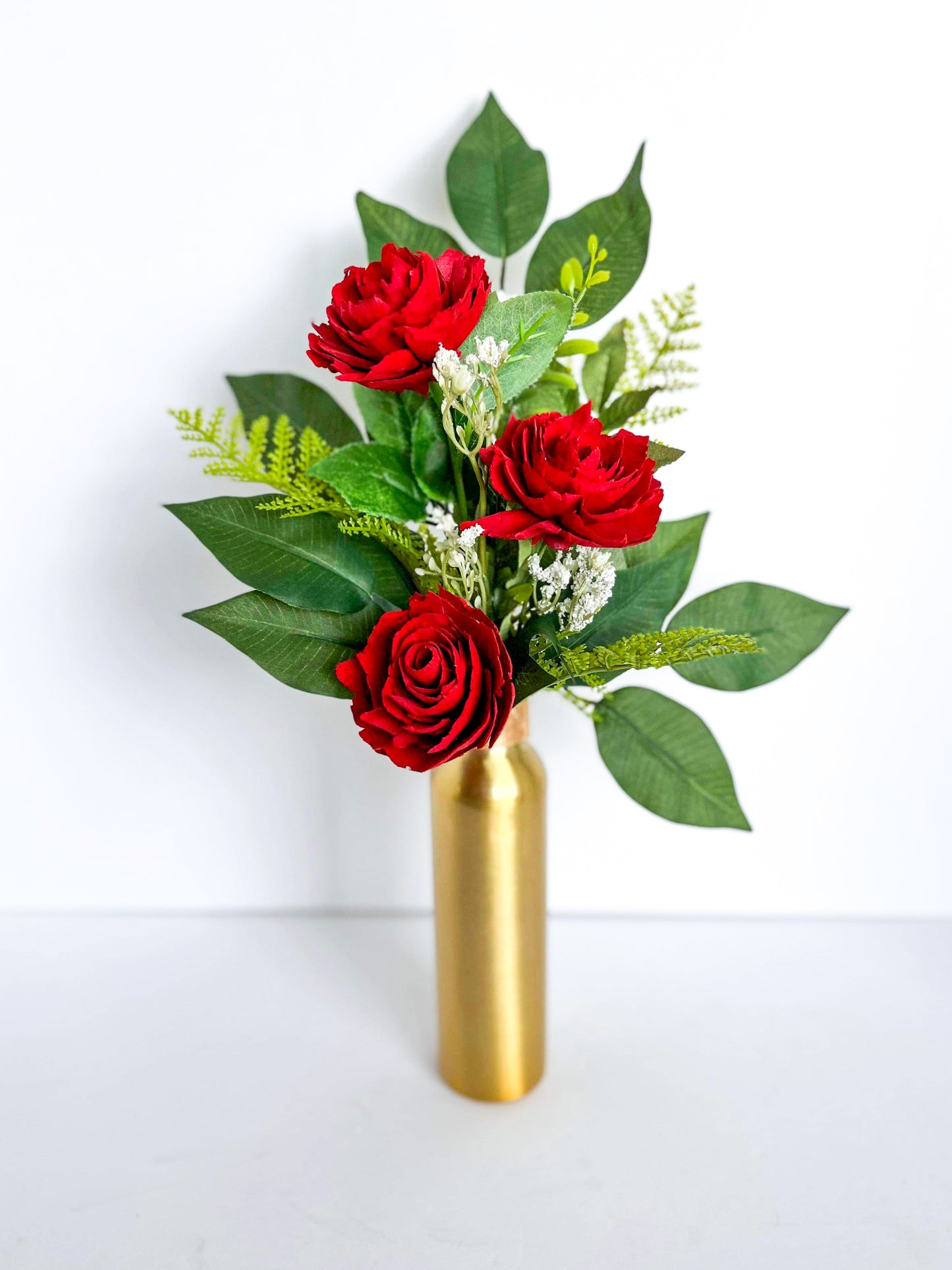 Valentine Bouquet -  Gold Metal Vase