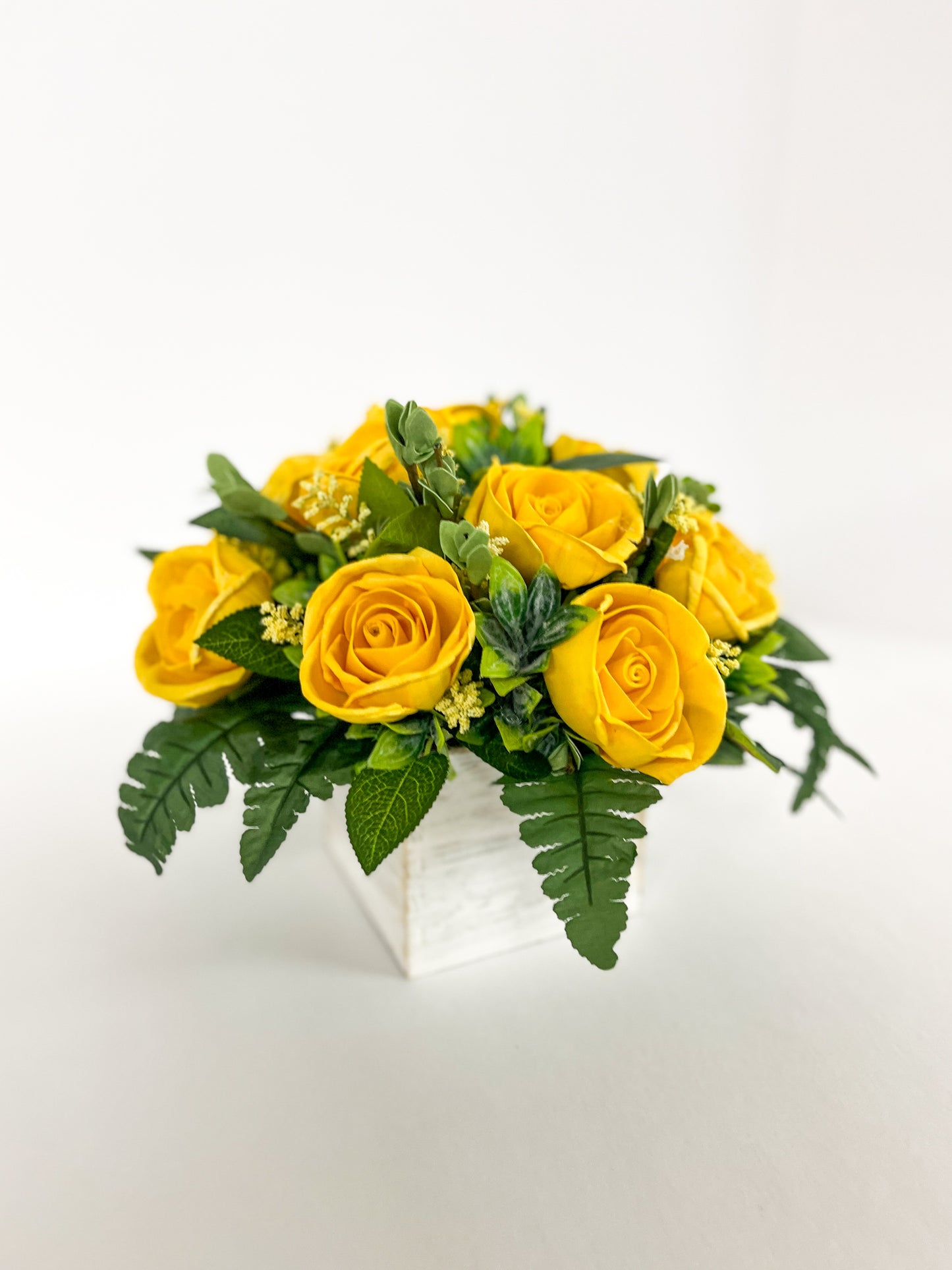 One Dozen Yellow Roses Boxed Centerpiece