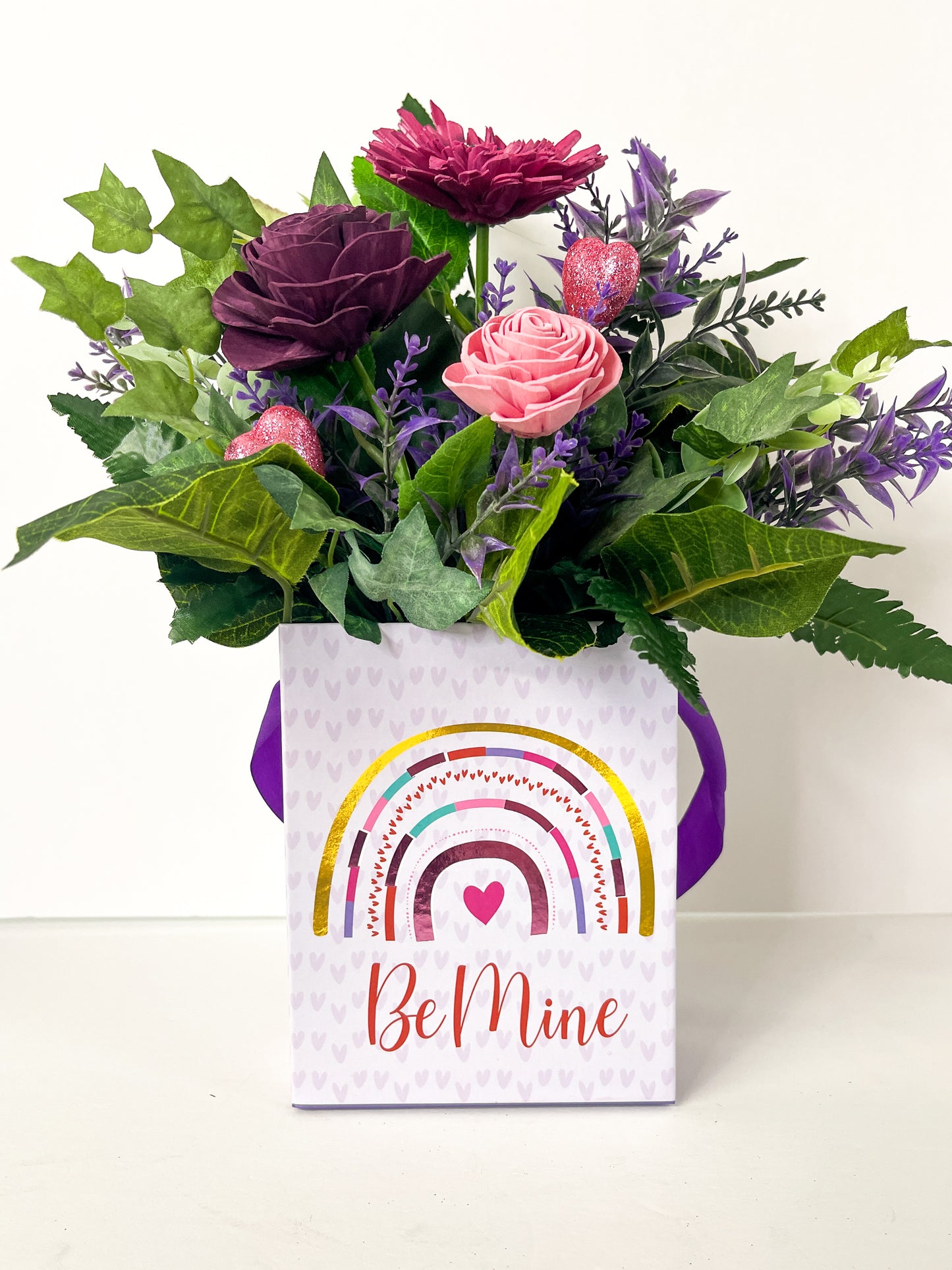 Gerbera and Rose Valentine Box Trio Bouquet