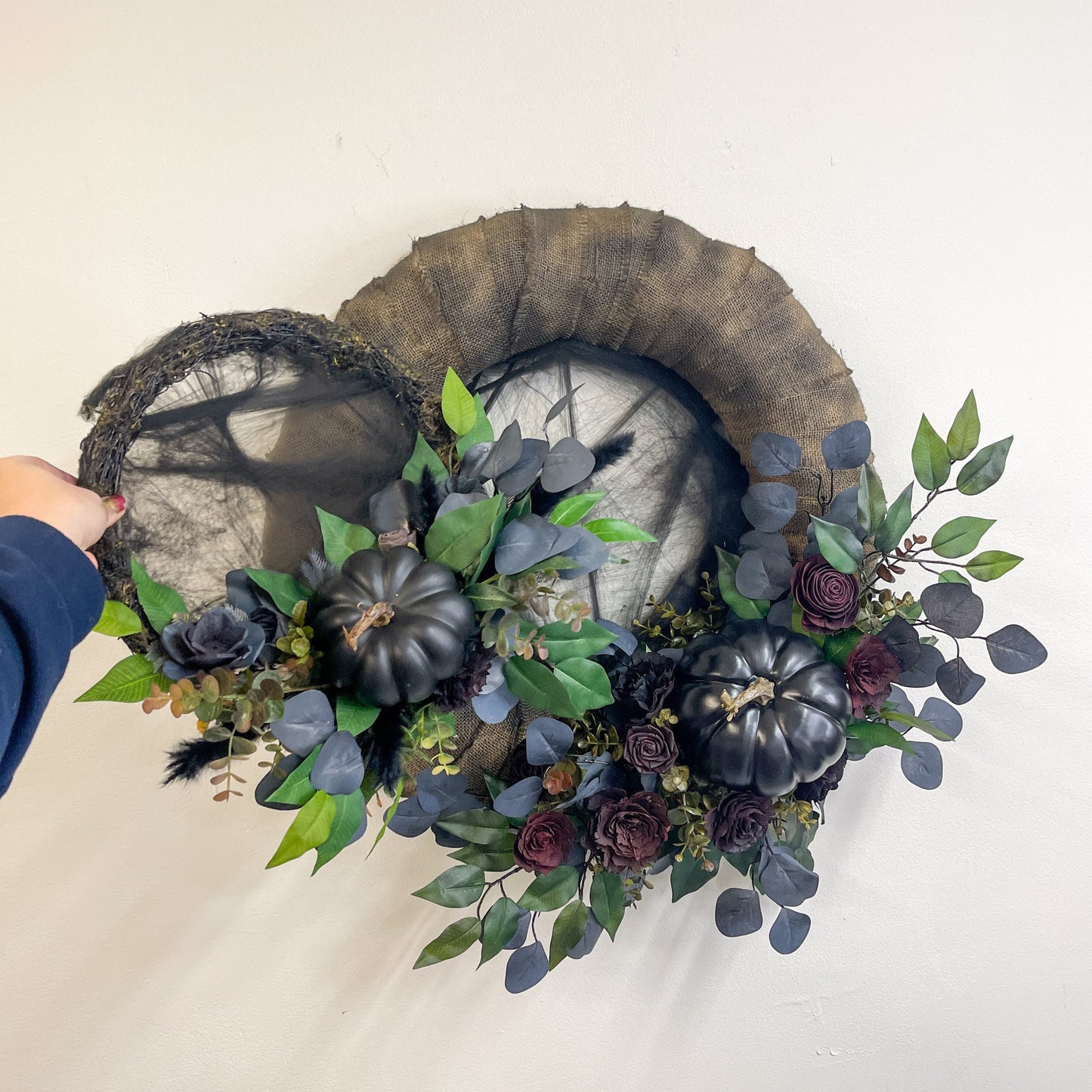 Spooky Wood Flower Wreath (12 inches)
