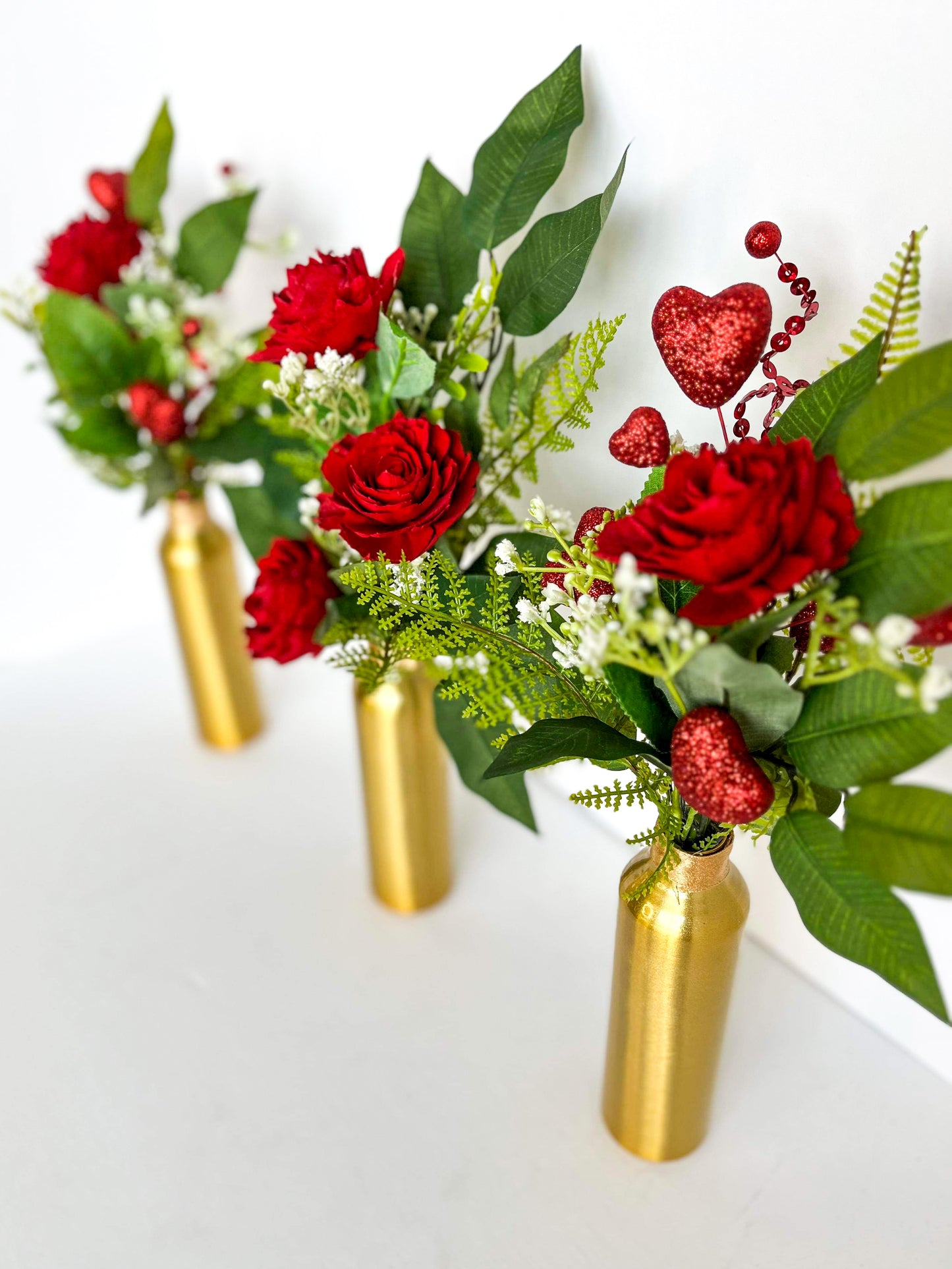 Valentine Bouquet -  Gold Metal Vase