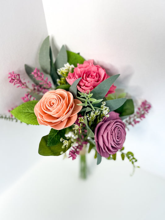 Wild Roses Trio Bouquet in Pink, Blush and Lavender