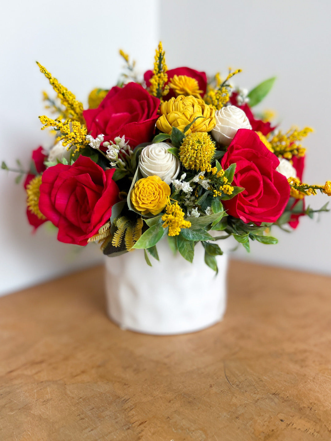 Red Roses Bouquet in “Live” planter