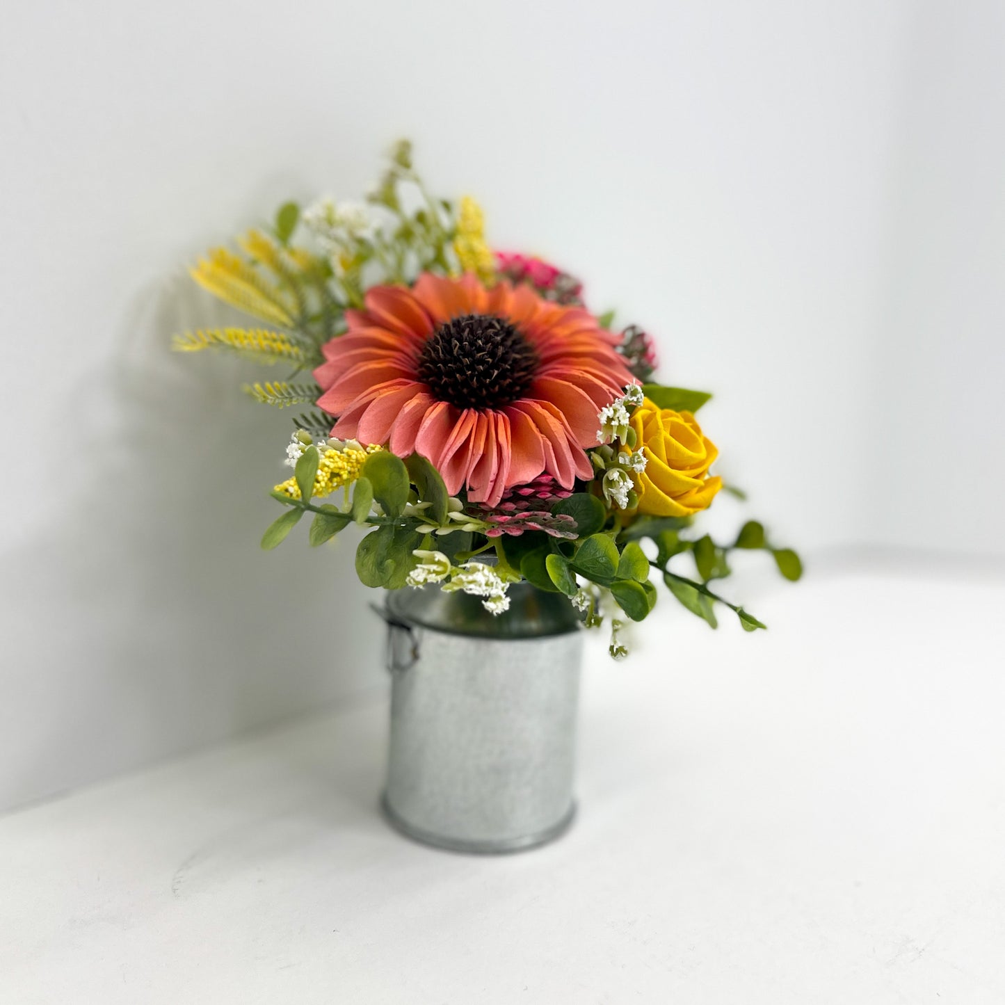 Mini Milk Can Bouquet - Thistle flower and Rose