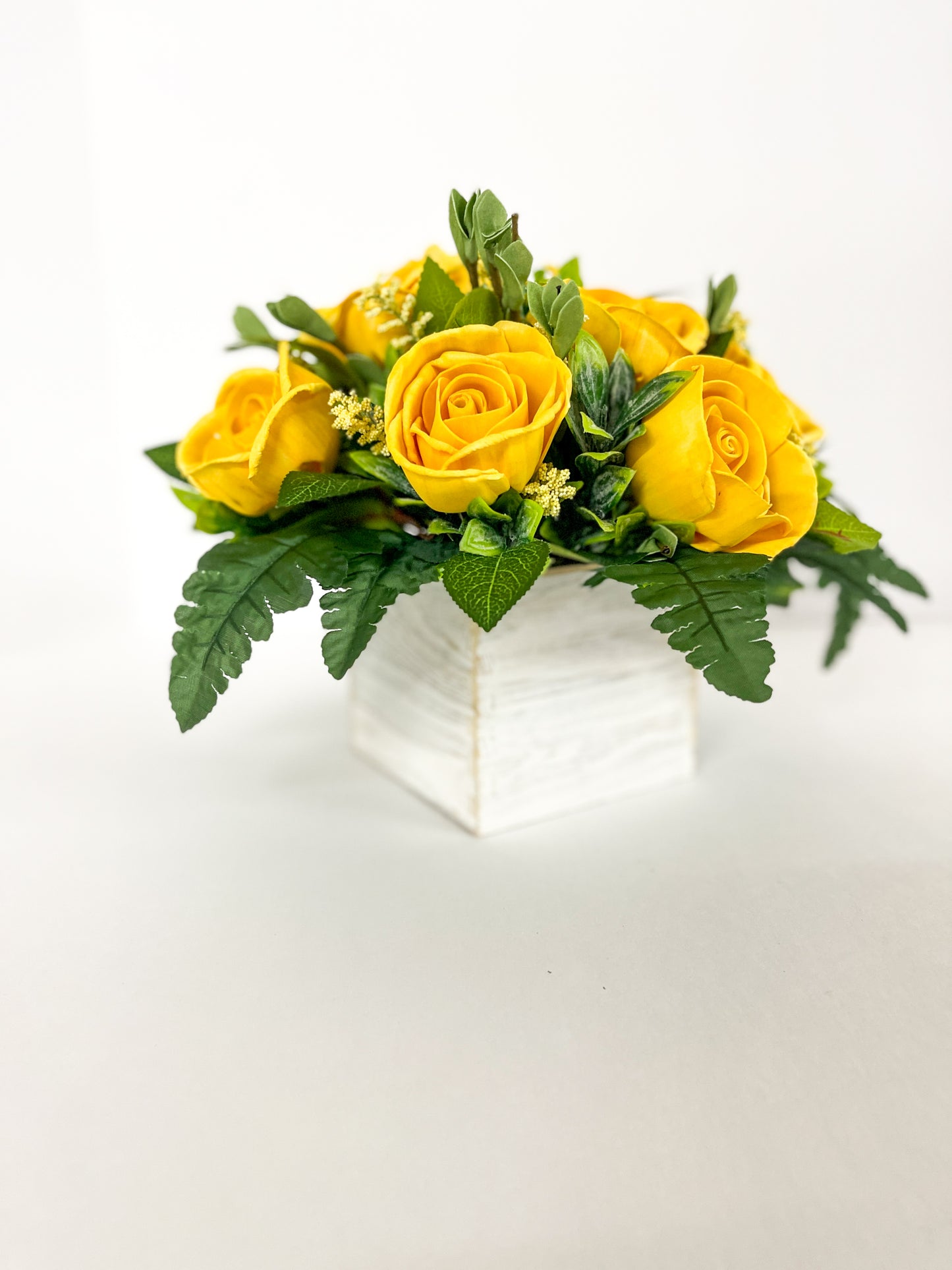 One Dozen Yellow Roses Boxed Centerpiece