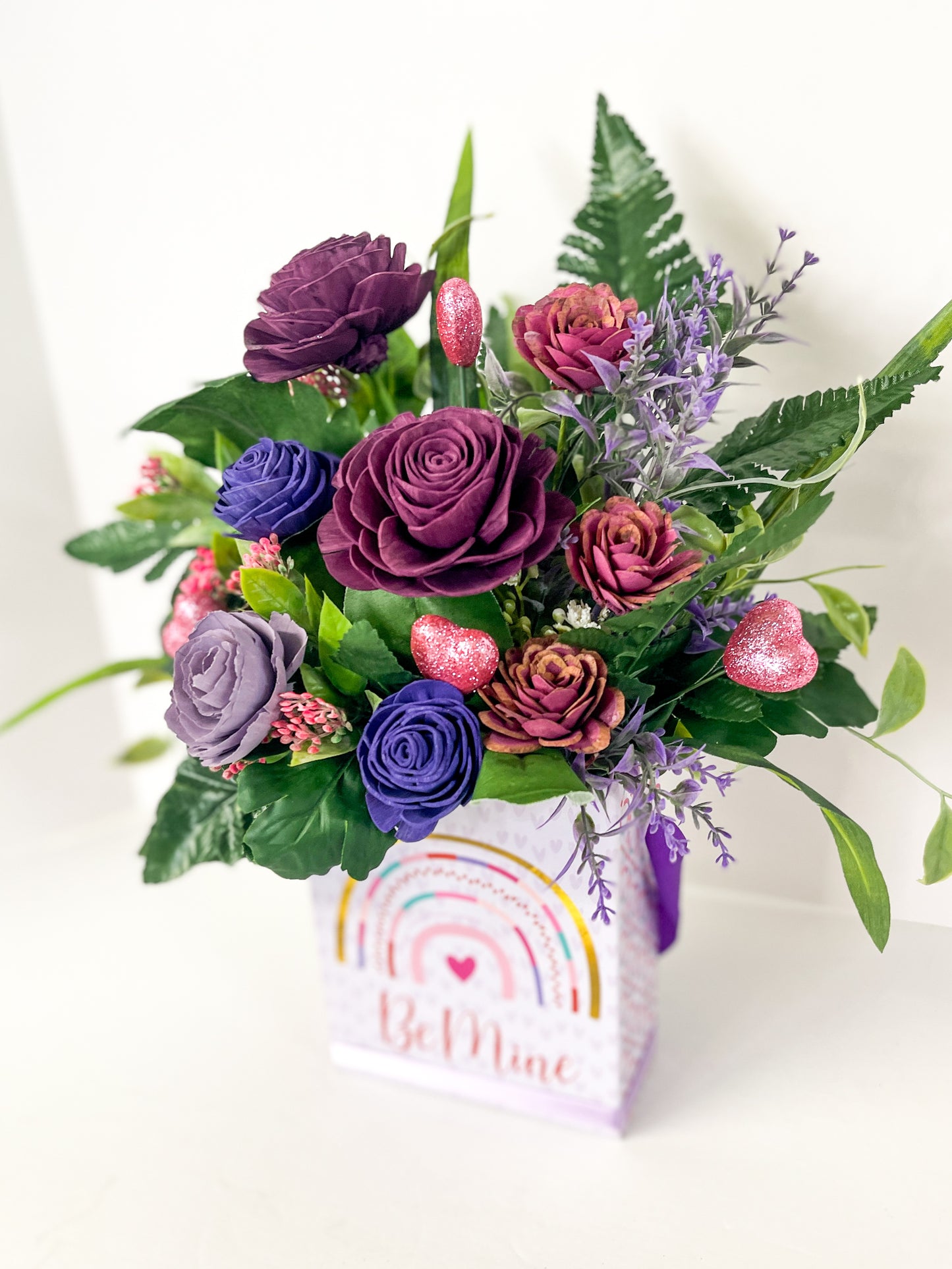 Purple Roses Valentine Box 8 Bloom Bouquet