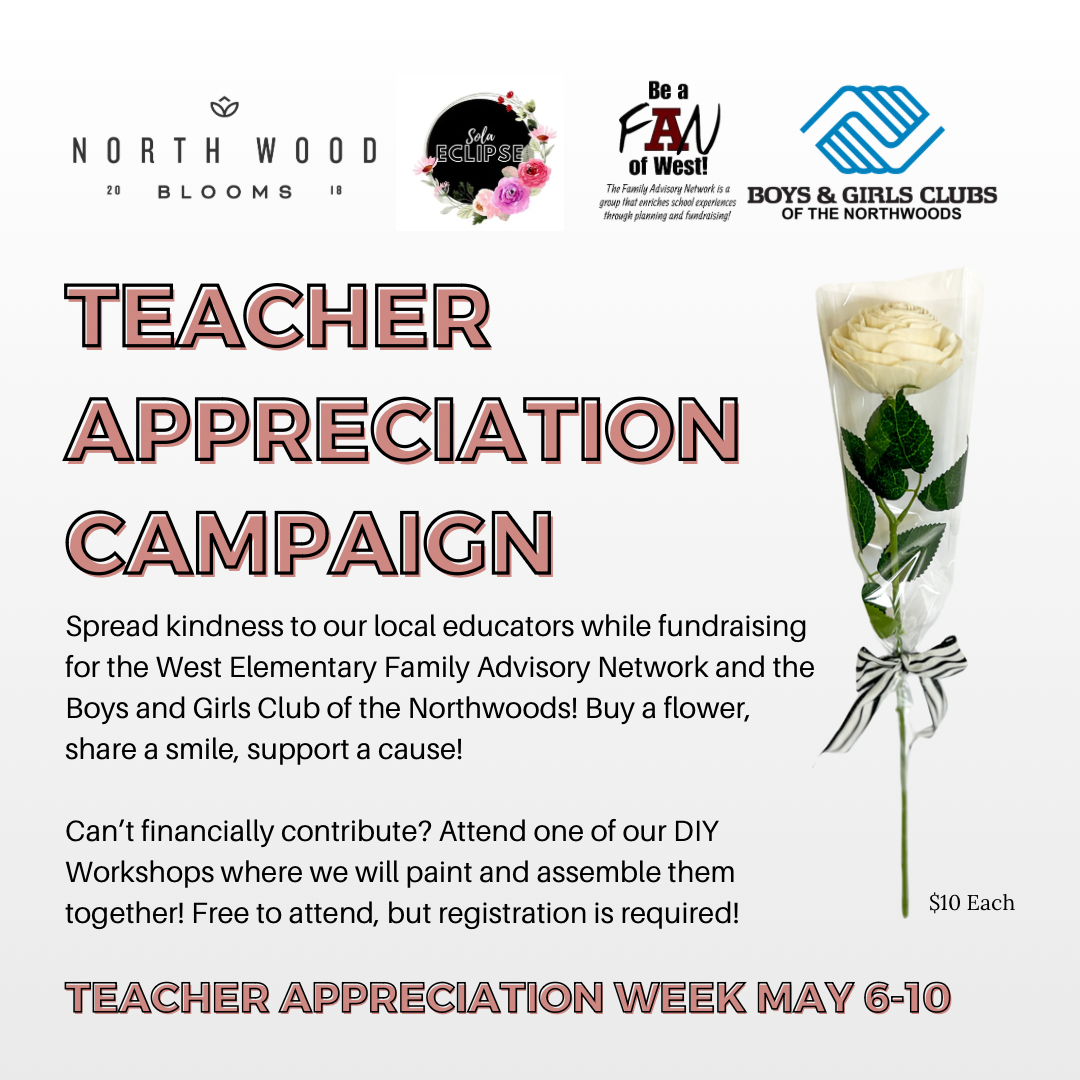 Teacher Appreciation Rose - Profits benefit the Boys and Girls Club of the Northwoods