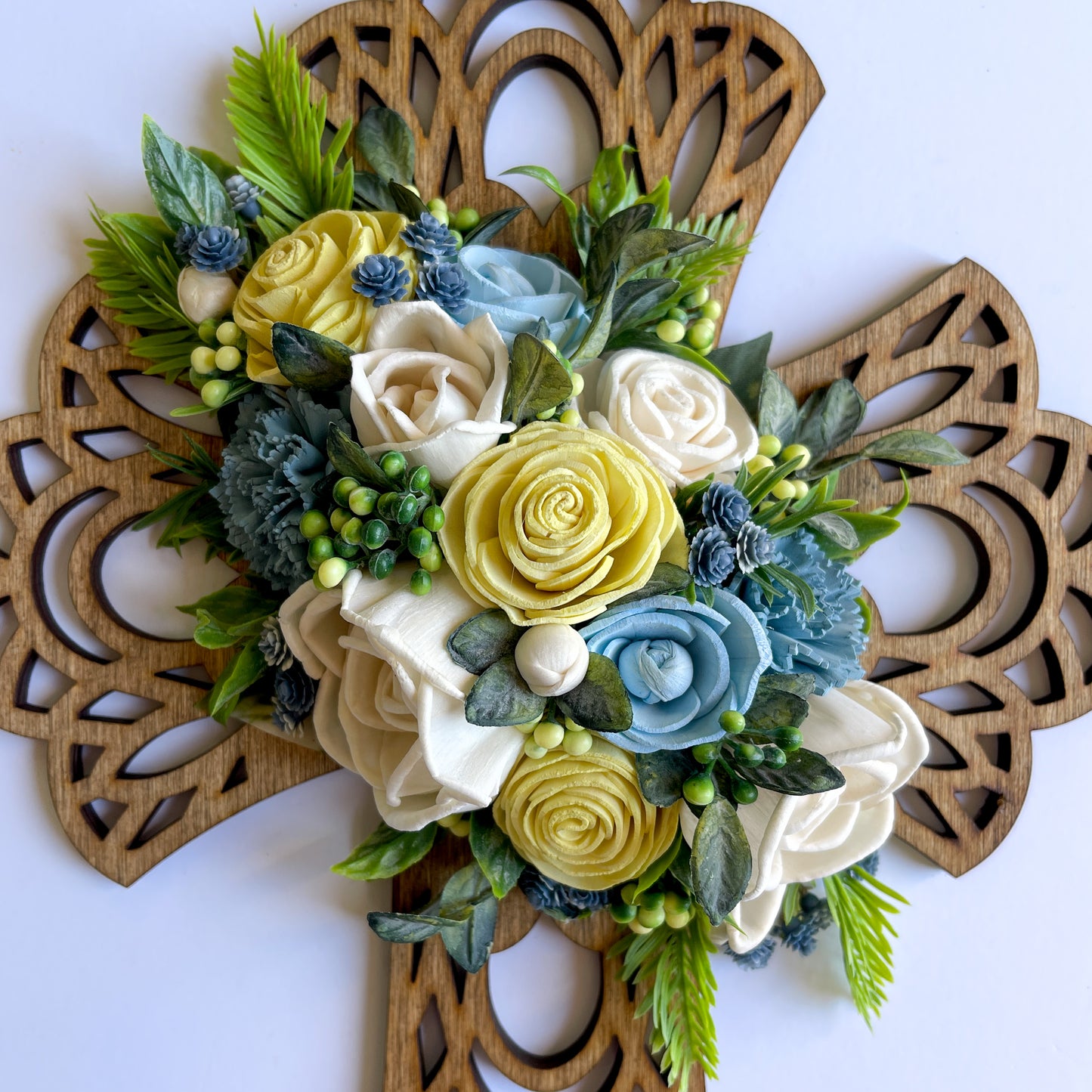 11 inch Ornate Cross - Custom Florals