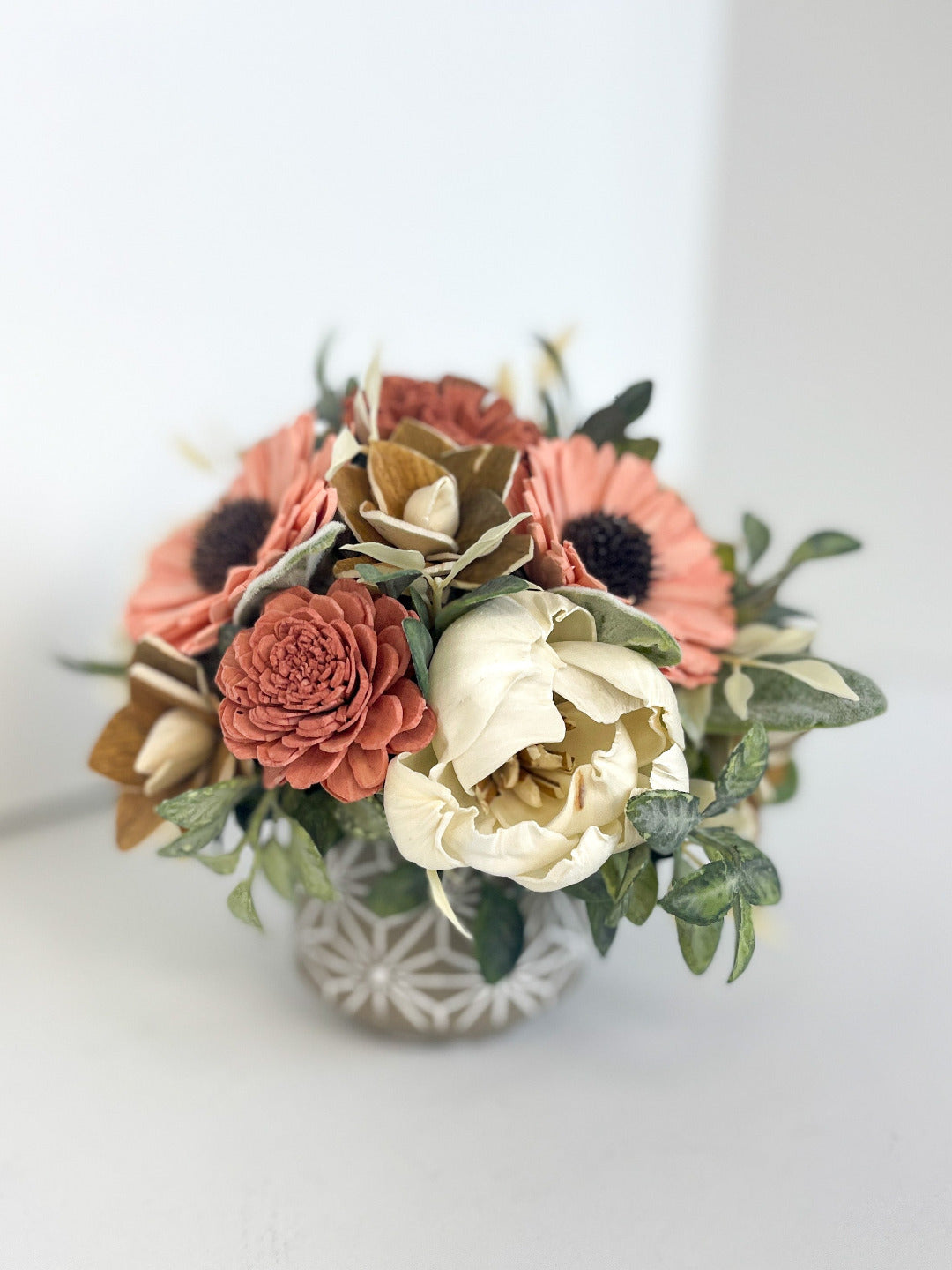 Marsala & Pink Geometric Planter Bouquet
