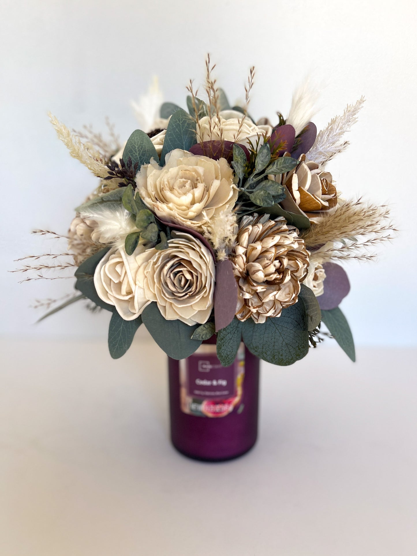 Cedar and Fig Candle Bouquet - Purple and Neutral Boho
