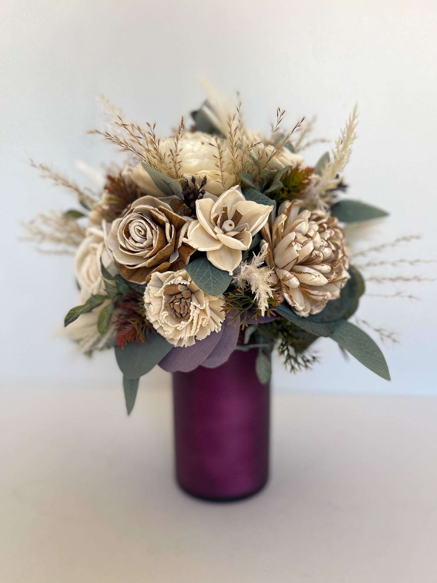 Candle Bouquet - Plum, Bark and Ivory