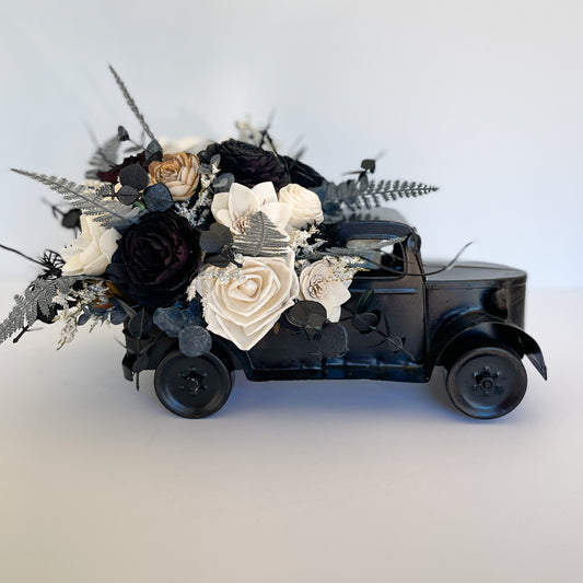 Floral Metal Truck - Skeleton Driver