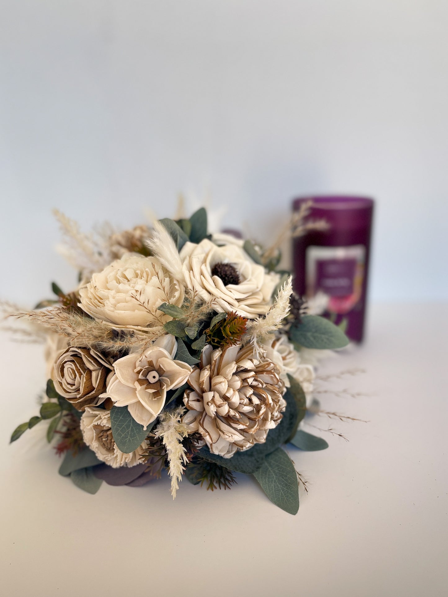 Cedar and Fig Candle Bouquet - Purple and Neutral Boho